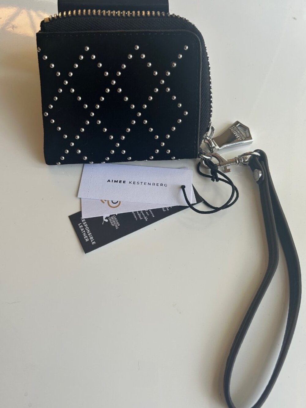 AIMEE KESTENBERG Black Suede Studded Ava Wristlet Wallet NWT - Picture 10 of 11